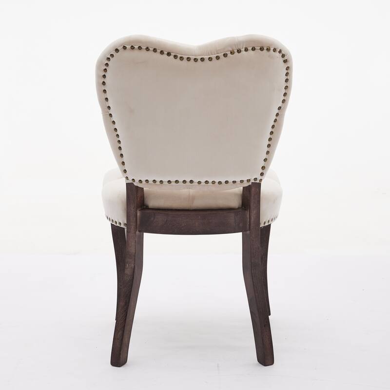 French Vintage Style Dining Chairs Set of 2, Upholstered Button Tufted Kitchen Chairs with Nailhead Trim