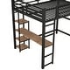 preview thumbnail 9 of 12, Full Size Metal Loft Bed with Built-in Desk and Storage Shelves, Black