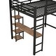 preview thumbnail 9 of 12, Industrial Full Size Metal Loft Kids Bed with Guardrail,Desk,Shelves