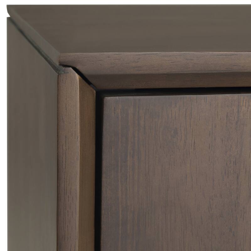 WYNDENHALL Devlin SOLID HARDWOOD 72 inch Wide Industrial TV Media Stand in Walnut Brown For TVs up to 80 inches