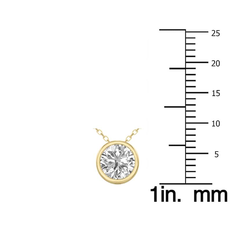 Marquee Lab Grown 3/4 Carat Round Solitaire Diamond Bezel Set Pendant in 14K Yellow Gold