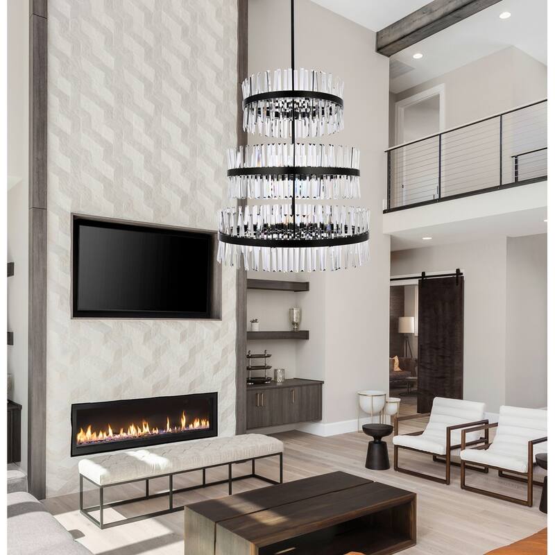 Indigo Home 36 inch 3 tiers crystal round chandelier light