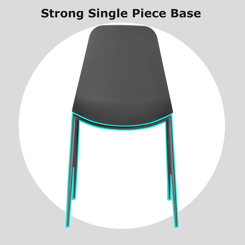 Set of 4 Plastic Dining Chairs Cushion Padded For Kitchen Metal Legs Guest Meeting Waiting Room Business Indoor Outdoor Patio