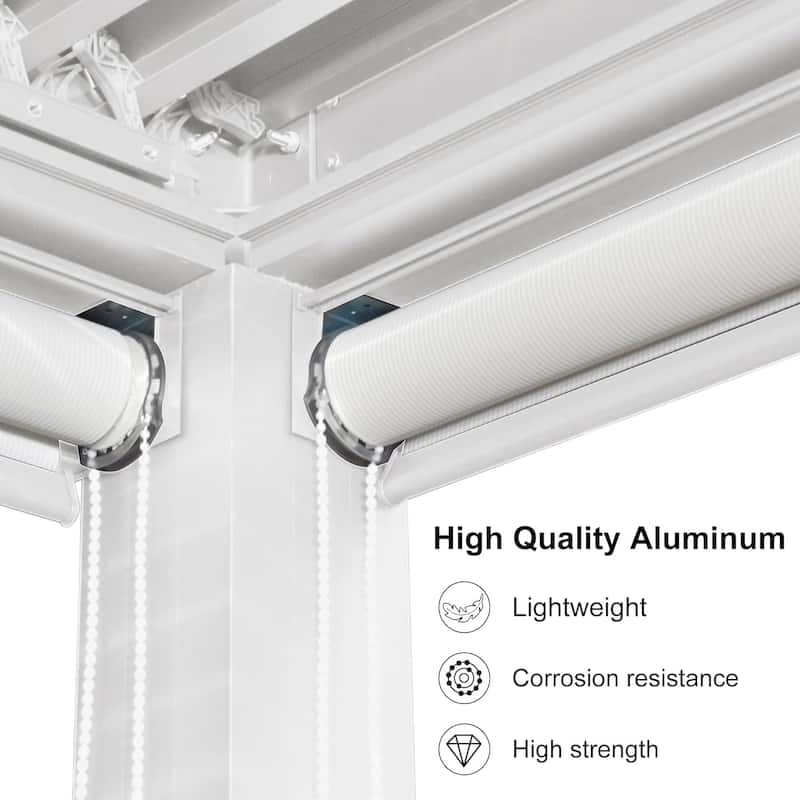 PURPLE LEAF White Louvered Pergola Accessories Roller Blinds, Strip Light and Shutter Wall(Pergola Not Included)