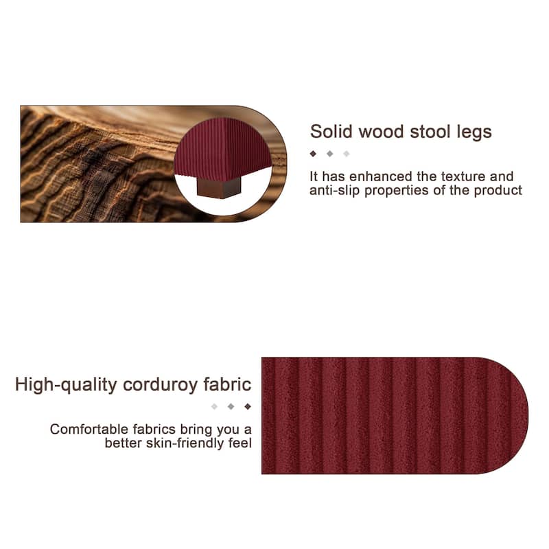 Modern Rectangle Oversized Stripe Corduroy Ottoman