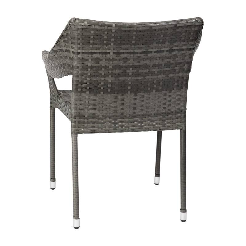 All Weather Commercial Grade PE Rattan Stacking Patio Chairs - 2 Pack