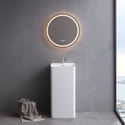 34" Tall Solid Surface Pedestal Freestanding Bathroom Sink - 17"17"