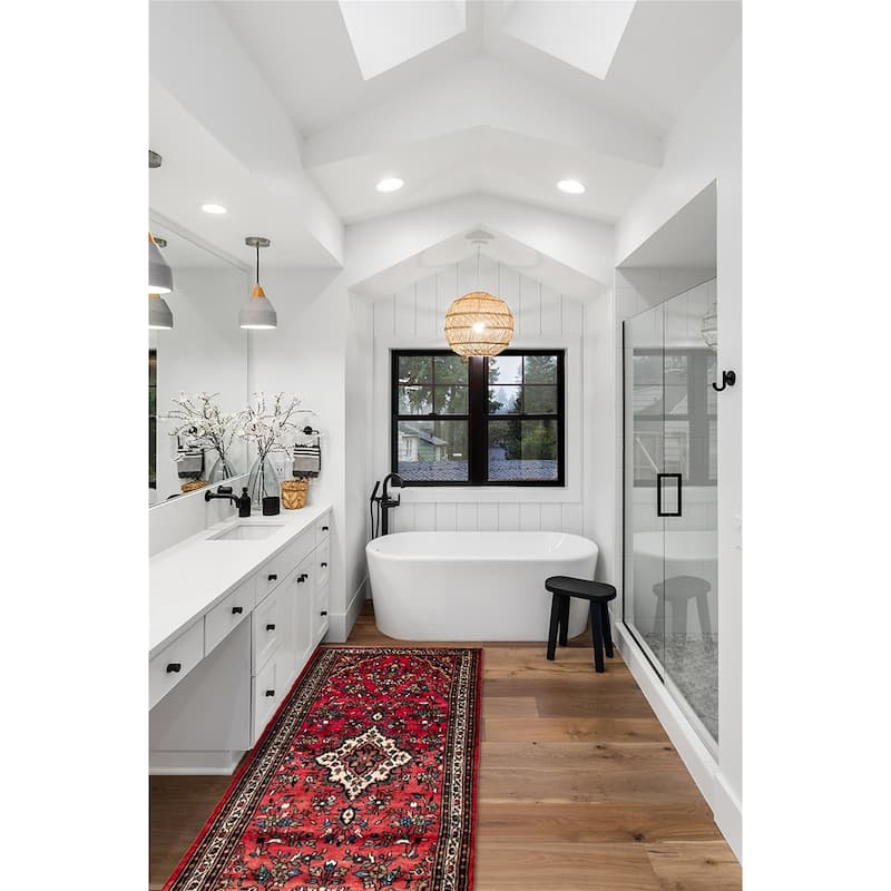 ECARPETGALLERY Hand-knotted Andelz Red Wool Rug - 3' 7" x 10' 11"
