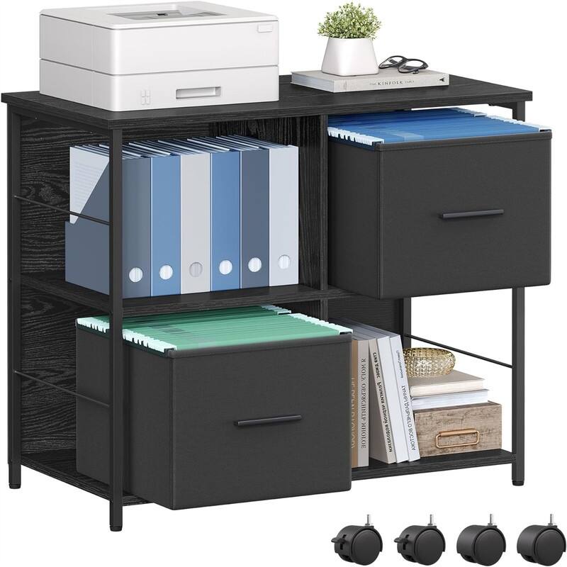 File Cabinet with 2 Drawers - Ebony Black