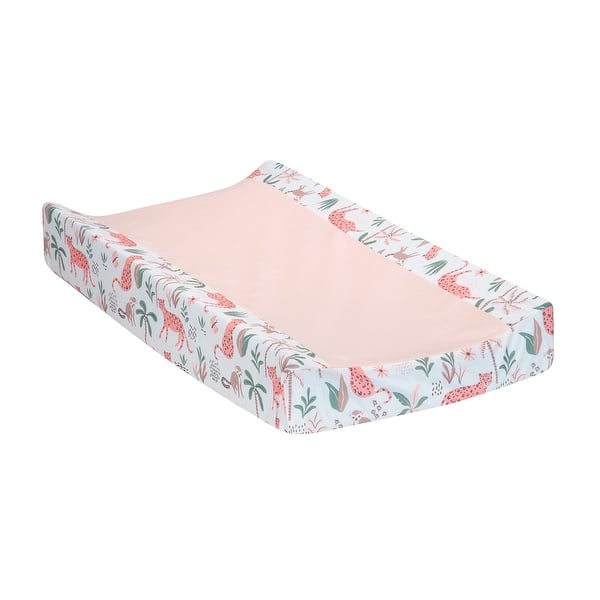 slide 2 of 5, Lambs & Ivy Enchanted Safari Animals Pink/White Jungle Changing Pad Cover