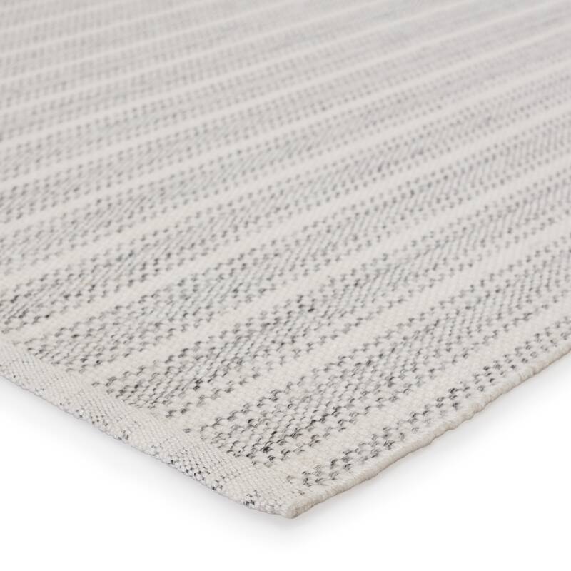 Janelle Indoor/ Outdoor Striped Light Gray/ Ivory Area Rug