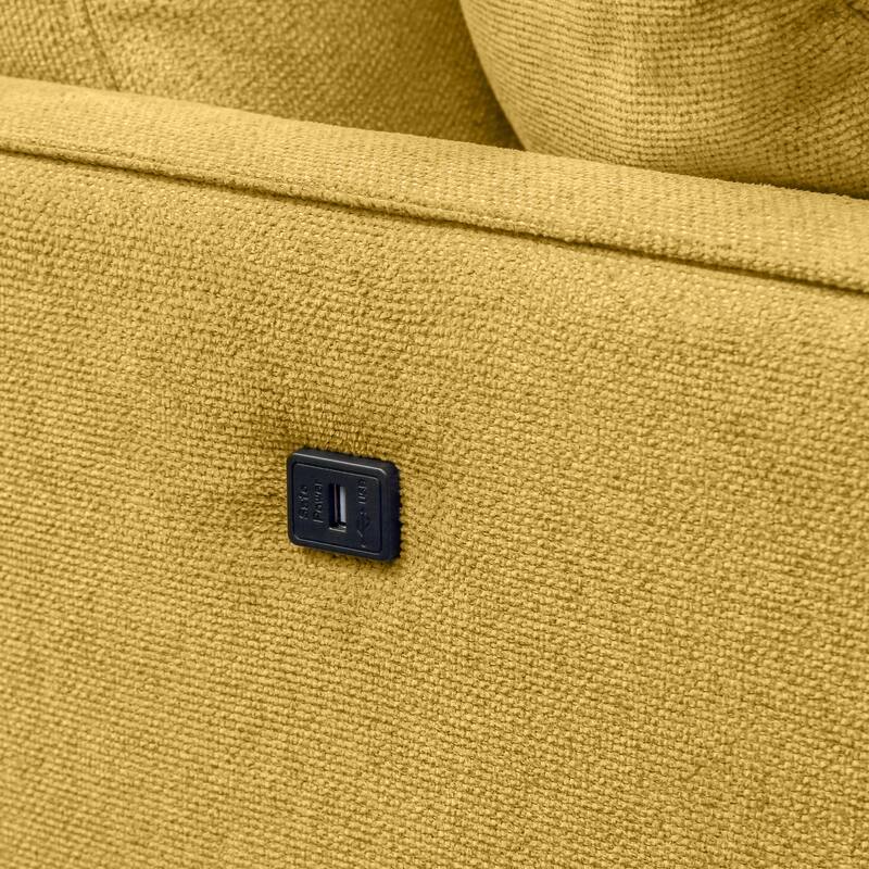 Modern Upholstered Sofa with Waterproof Fabric and USB Charging Ports, Two Pillows for Small Space Living Room