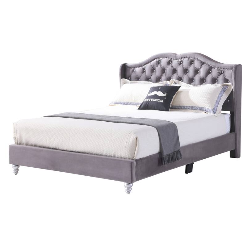 Upholstered Bed Frame, City Chic Design, Gray Bedroom Furniture