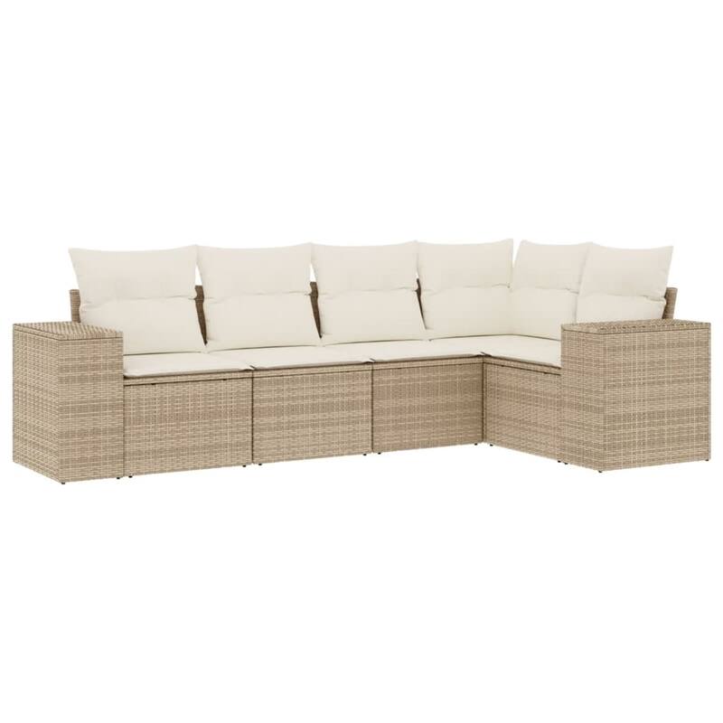 vidaXL Patio Sofa Set with Cushions Outdoor Conversation Furniture Poly Rattan
