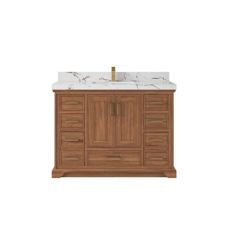 Willow Collections 48 in. W x 22 in. D Charlotte Teak Single Sink Bathroom Solid Teak Vanity with Countertop