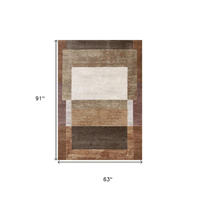 HomeRoots Geometric Modern Rectangle Area Rug - 5' X 8'