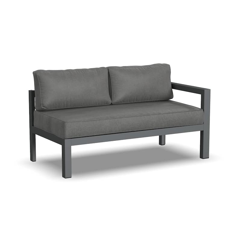 Grayton Gray Aluminum 5 Seat Sectional w/ Ottoman - 87" x 32" x 87"