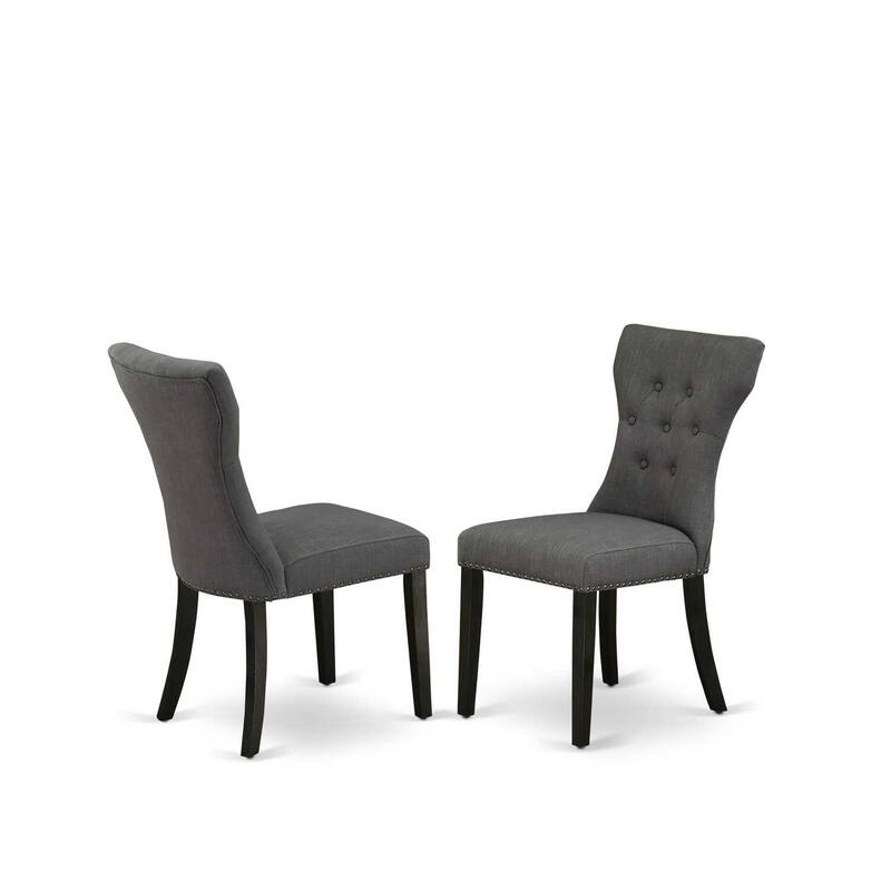 3-Piece Wirebrushed Black Solid Wood Top - Button Tufted Dining Room Set - Seats 4