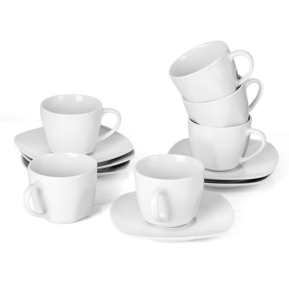 white 3 oz Cups Espresso Cups with Square Saucers Set of 6 Iraqi culture theme