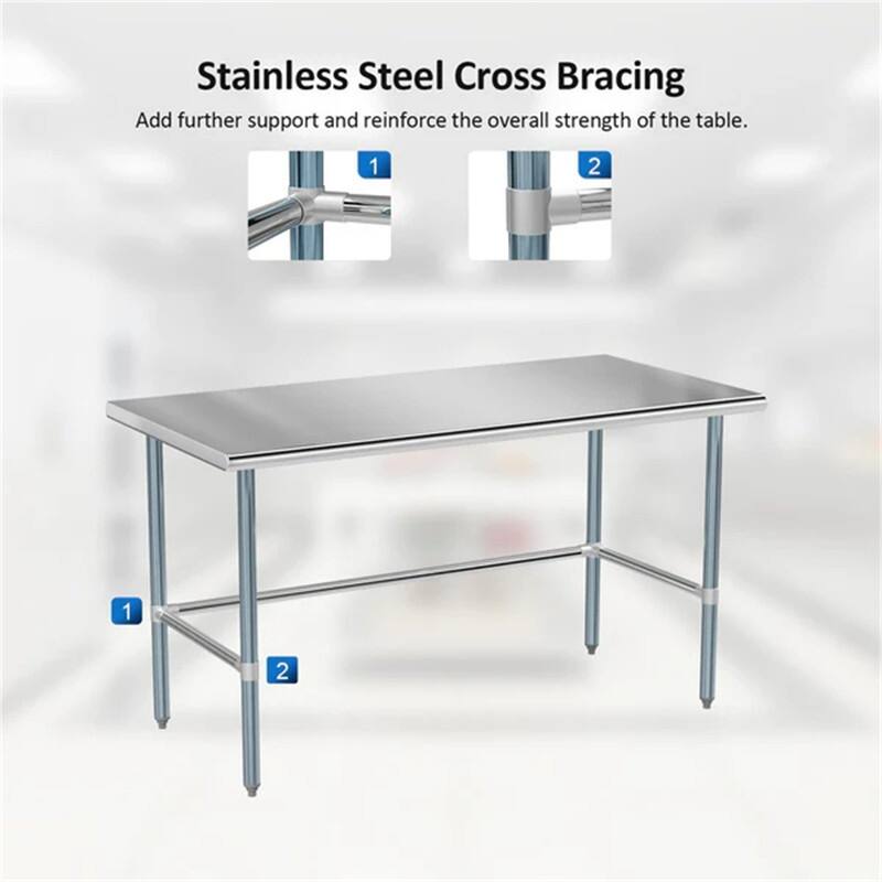 60 X 30 Inch Open Base Stainless Steel Table - N/A