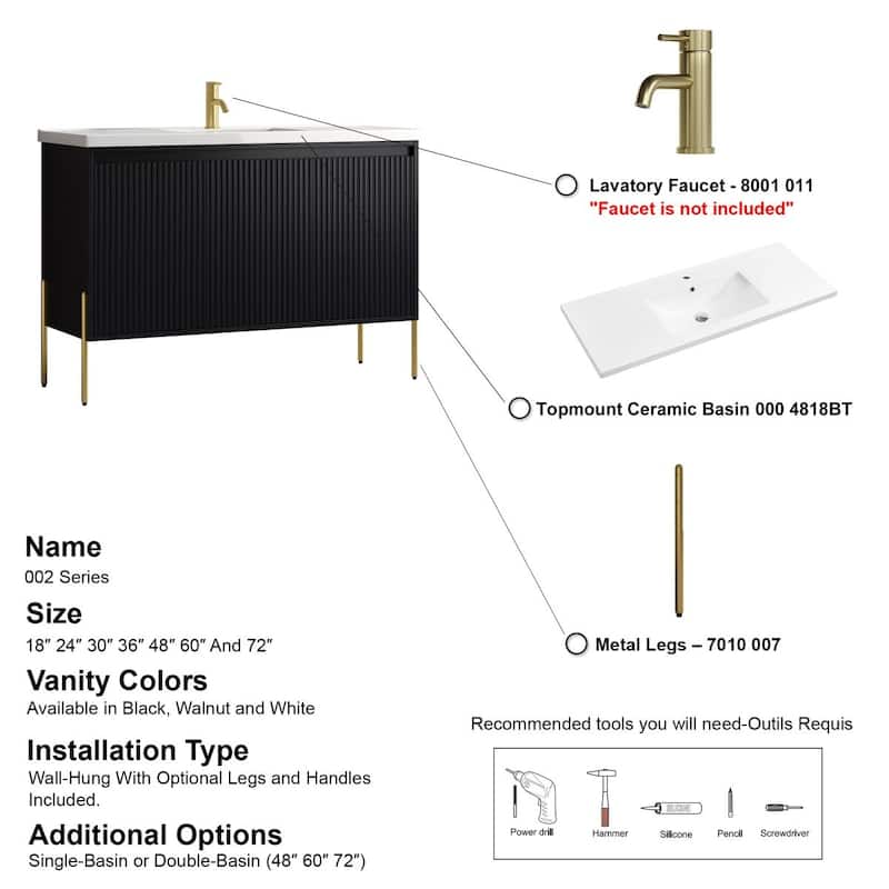 Ripple 48" Single Bathroom Vanity Set