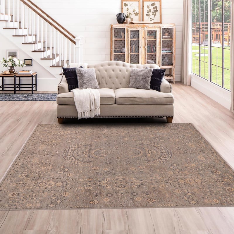 Bohemian Ziegler Madeline Blue Gray Hand-Knotted Wool Rug - 7'9'' x 10'3''
