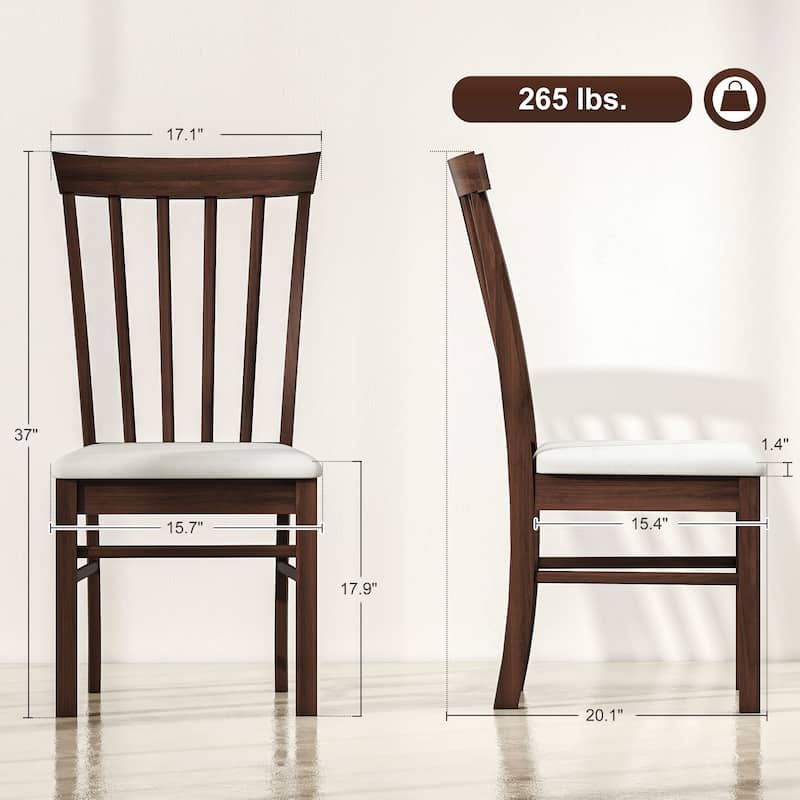 HOMCOM Wooden Dining Chairs Set of 4, Farmhouse Upholstered Kitchen Chairs with Rubber Wood Frame for Living Room, Dining Room