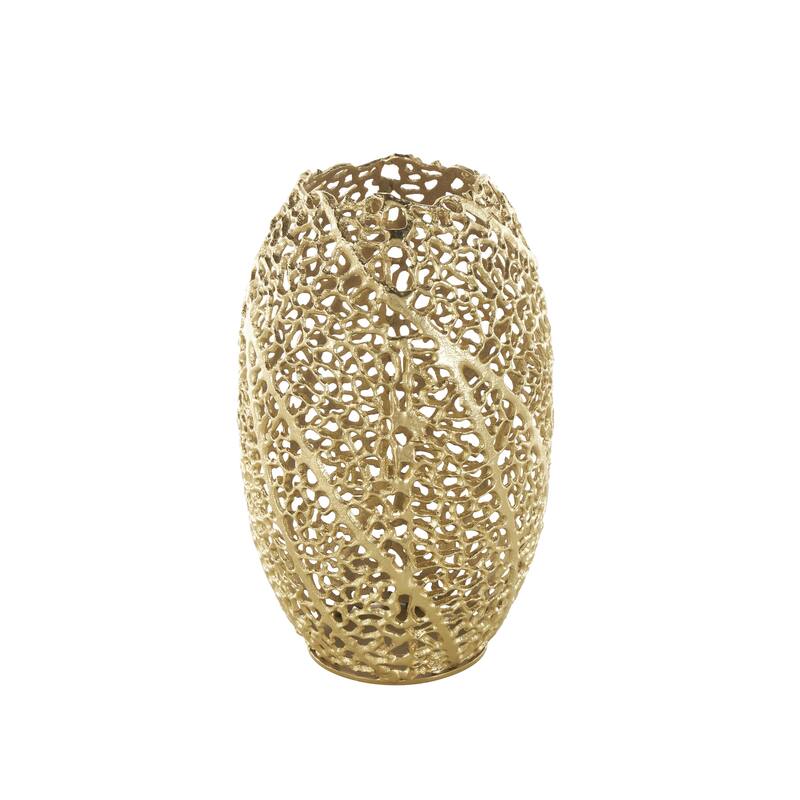 Aluminum Metal Abstract Metallic Coral Inspired Decorative Vase - Gold - Roche River Decor
