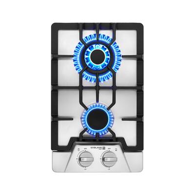 GASLAND Chef 12'' Gas Stove Top Stainless Steel 2 Burner NG/LPG Convertible Built-in Gas Cooktop, CSA Certification