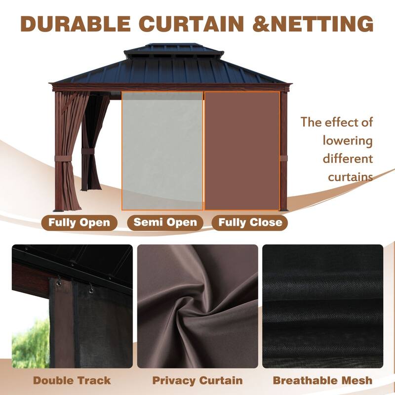 VEIKOUS Outdoor Premium Gazebo with Galvanized Steel Double Roof, Aluminum Frame, and High-Quality Nettings
