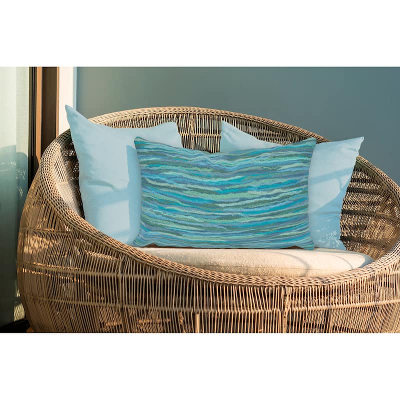 Liora Manne Visions III Broken Stripe Indoor/Outdoor Pillow - 12" x 20" - Aqua