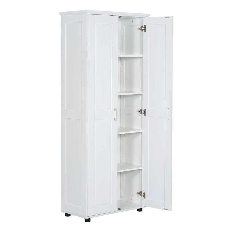 Roomfitters Storage Cabinet with 2 Doors Adjustable Shelf for Bathroom or Office Painted MDF Freestanding Unit, White