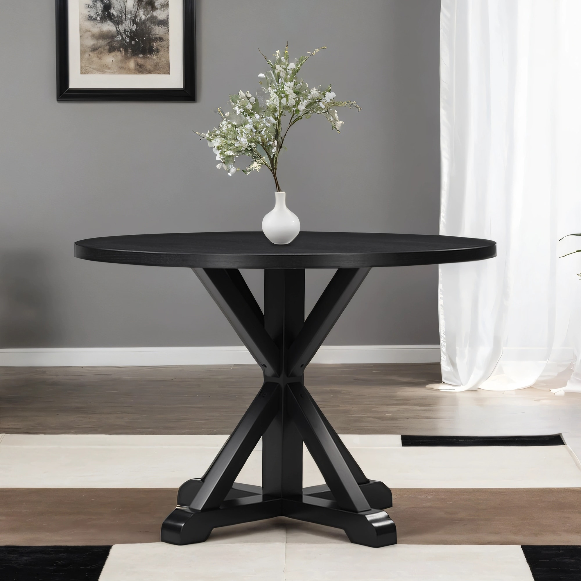 Modern 45" Diameter Round Dining Table with Cross-Buck Base