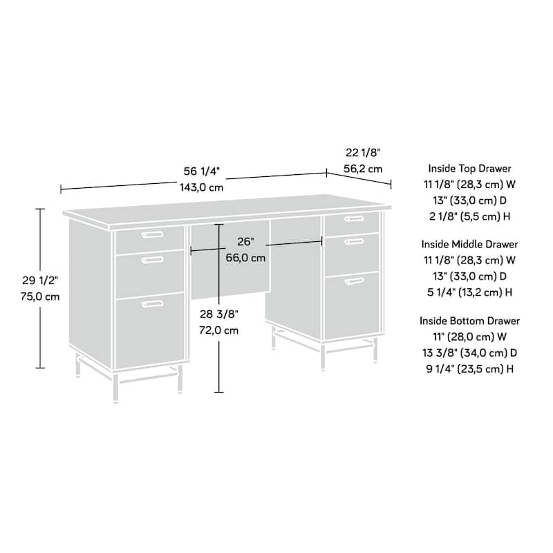Wood Executive Desk with Large Desktop, Brown