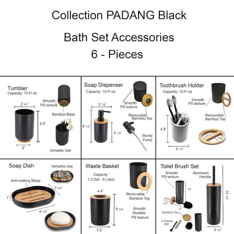 Padang Bathroom Accessories Set Bamboo