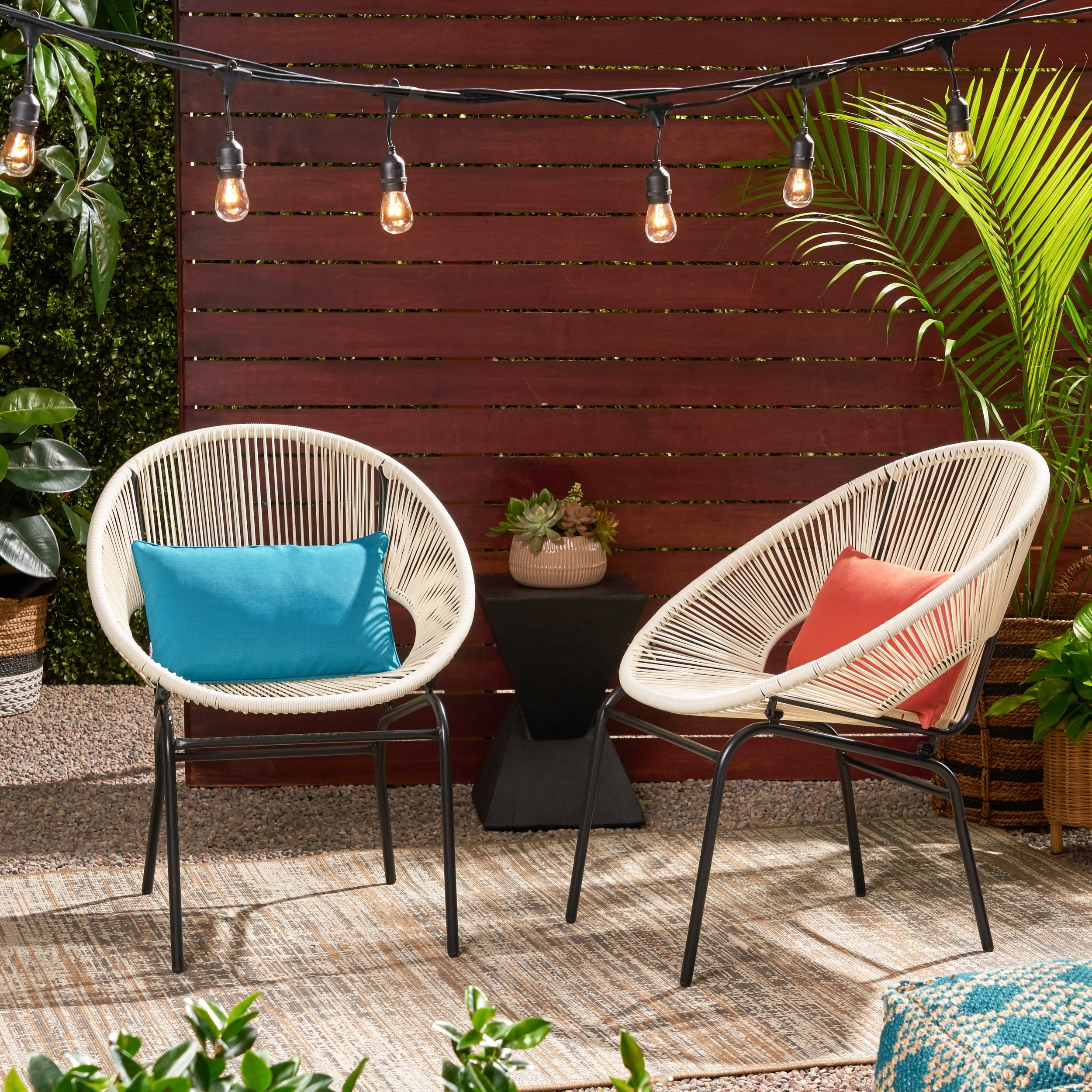 Roomfitters Modern Acapulco Patio Chair Set, Handwoven Rope Lounge