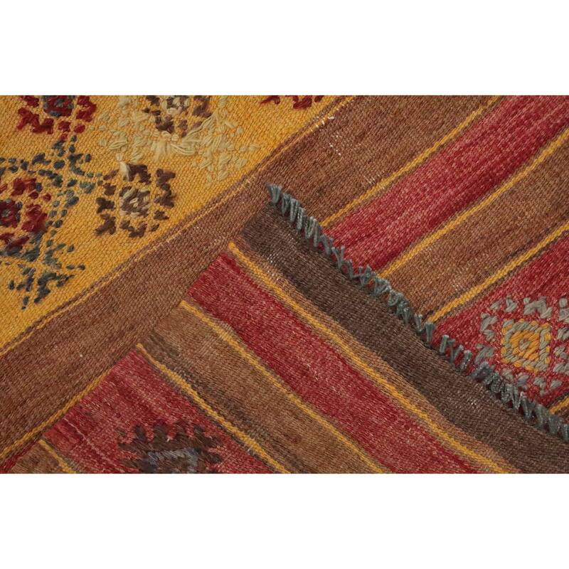 Hand Woven Oriental 100% Wool Carpet Southwestern Tribal Multi-Colored Kilim Area Rug - 10' 3'' X 5' 0''