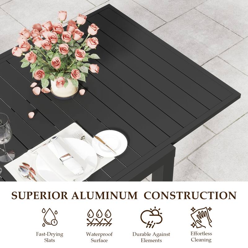 97.2"L Extendable Aluminum Outdoor Dining Table, Suitable For Living Rooms, Kitchens, Balconies, Swimming Pools