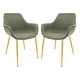 preview thumbnail 14 of 25, LeisureMod Markley Leather Dining Armchair Gold Metal Legs Set of 2 Olive Green