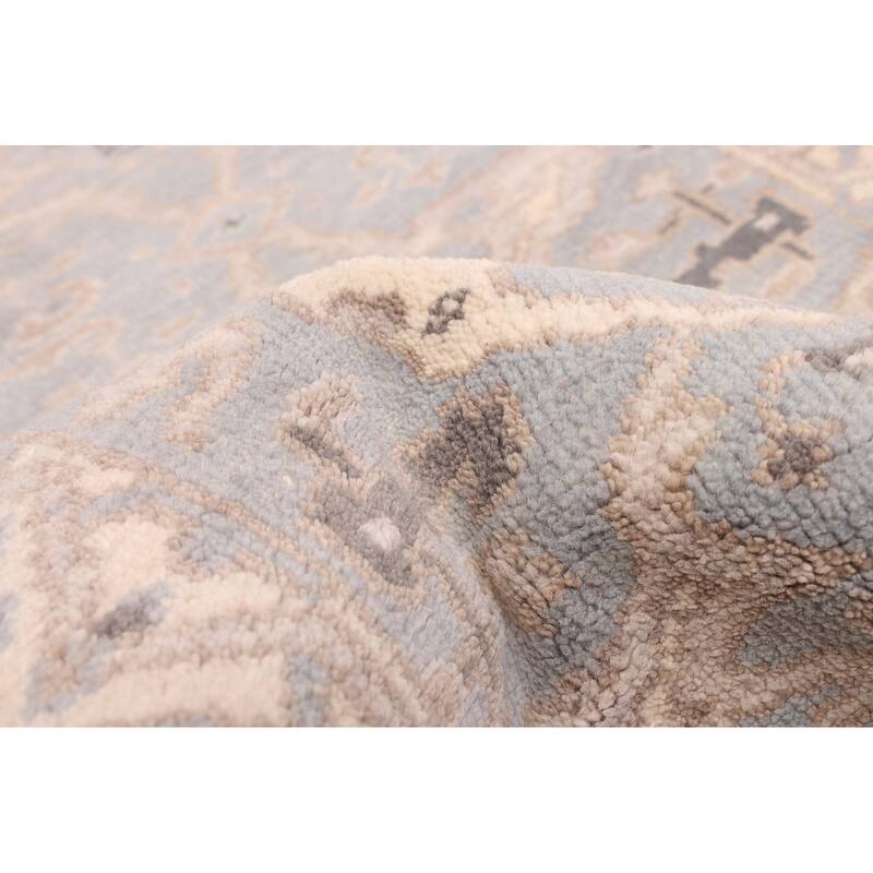 ECARPETGALLERY Hand-knotted Royal Oushak Light Denim Blue Wool Rug - 2'7 x 7'11