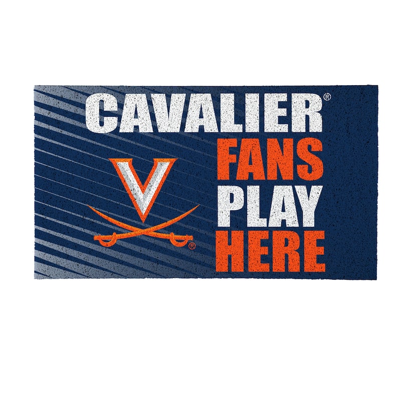 28 in. x 16 in. University of Virginia "Fans Play Here" PVC Door Mat