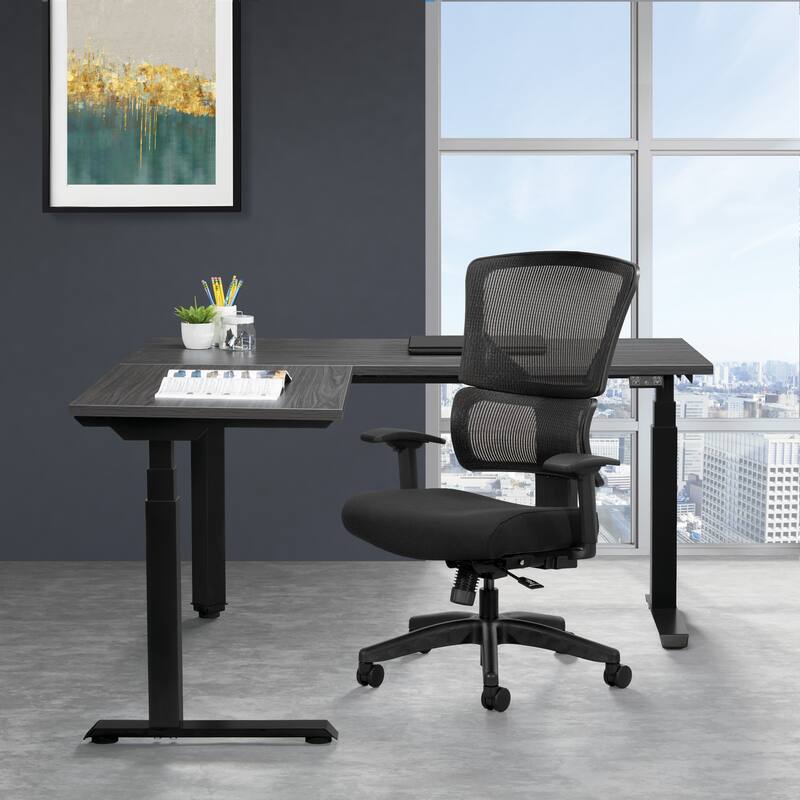 Big & Tall Vertical Managers Chair - Black Back with Black Mesh v2 Seat