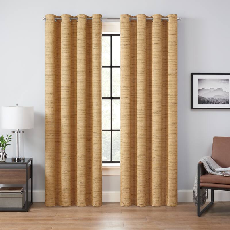 Eclipse Branson Magnitech 100% Blackout Curtain, Grommet Window Curtain Panel, Seamless Magnetic Closure (1 Panel) - 50x84 - Honey