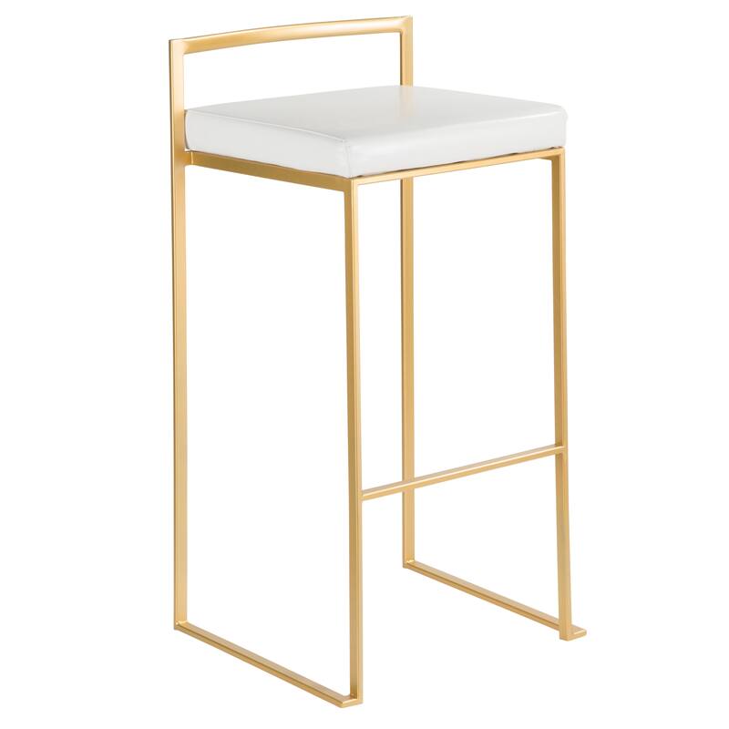 Silver Orchid Forrest Gold Stackable Fully Welded Bar Stool (Set of 3) - White Faux Leather
