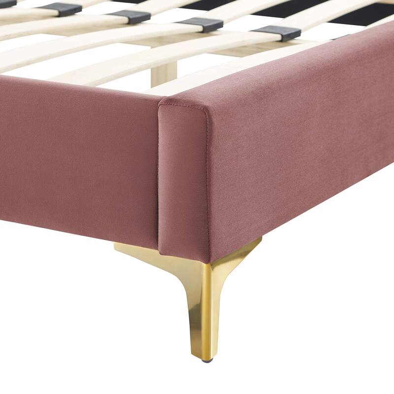 Amber Tufted Performance Velvet Twin Platform Bed