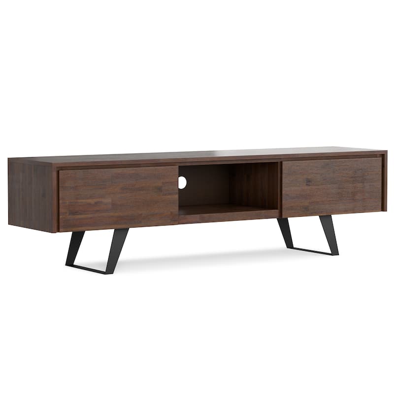 WYNDENHALL Mitchell SOLID WOOD 72 inch Wide Modern Industrial TV Media Stand For TVs up to 80 inches