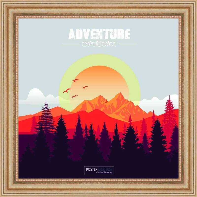 20x20 Traditional Silver Complete Wood Square Picture Frame with UV