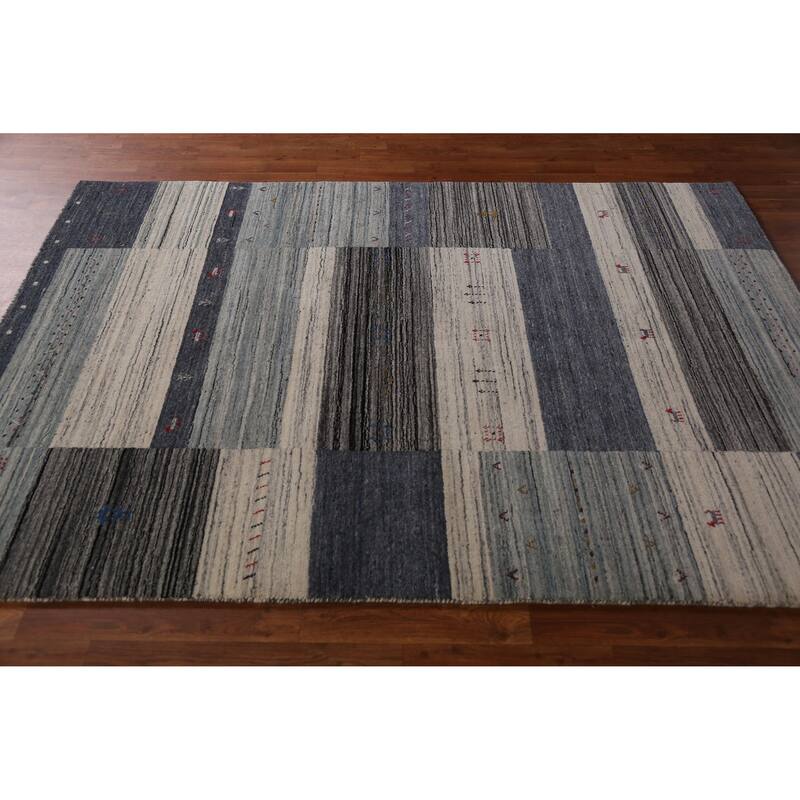 Tribal Gabbeh Indian Area Rug Hand-Knotted Wool Carpet - 5'2" x 7'6"