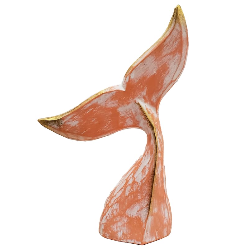 Wooden Whale Tail Statue- Green