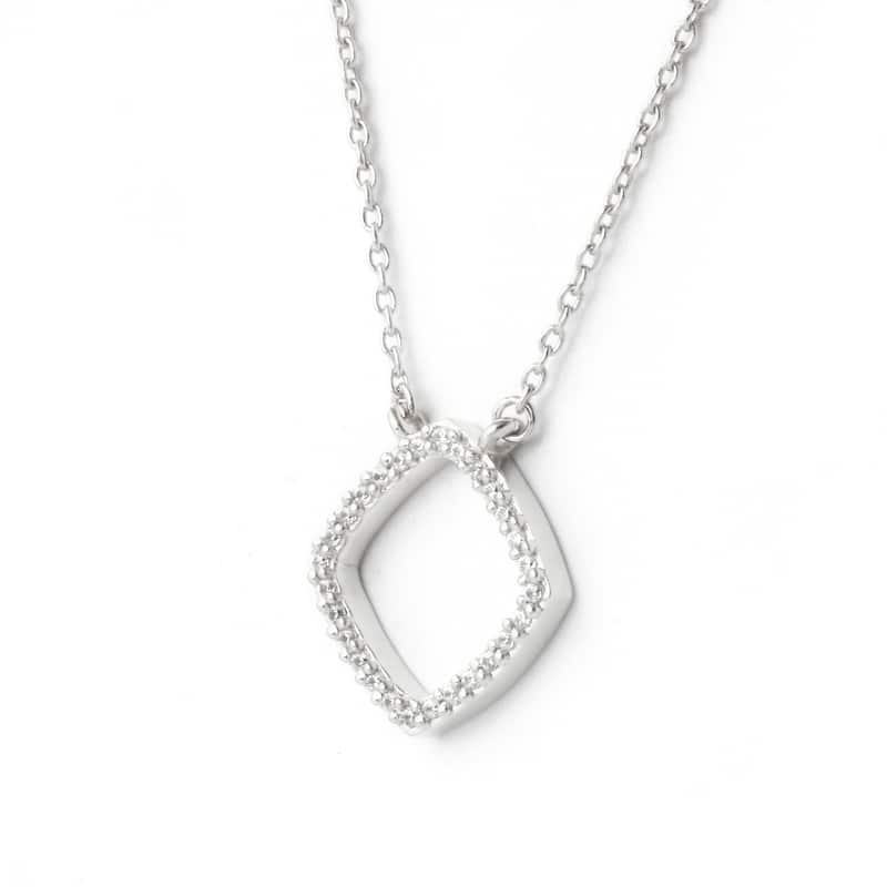 1/10ct Diamond Geometric Pendant Necklace in Silver for Women